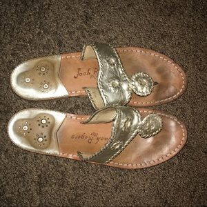 Gold Jack Rogers flip flops